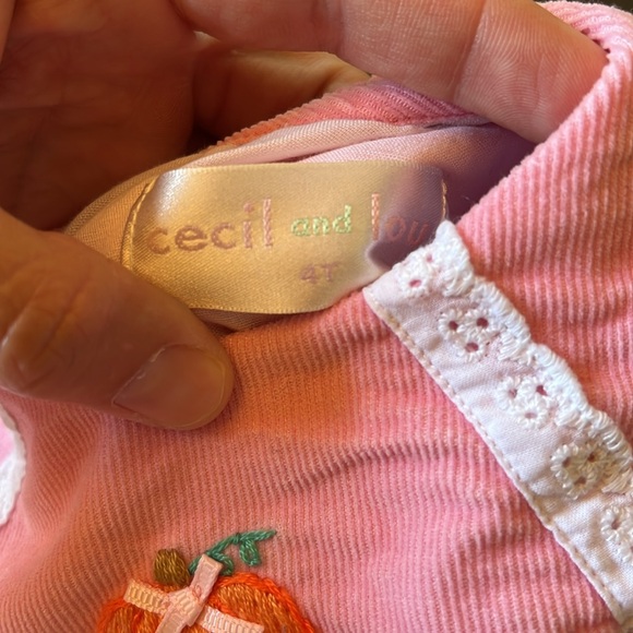EUC Girls’ Cecil & Lou Pink Corduroy Pumpkin Set Sz 4T - Picture 4 of 7